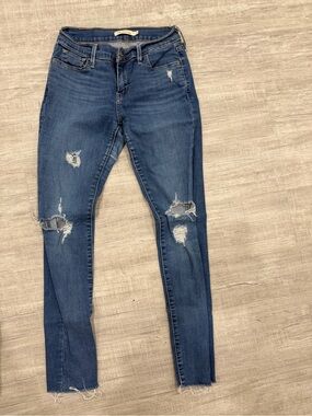 Levi's Dark Blue Distressed Skinny Jeans